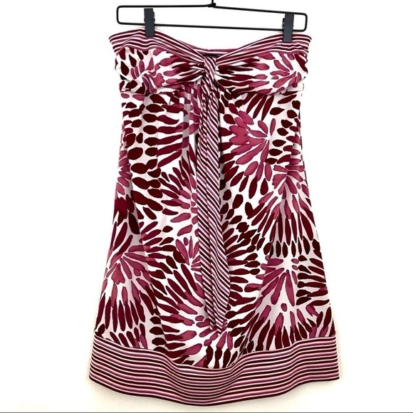 BCBG Maxazria Strapless Purple and Ivory Tropical Print Tube Halter Dress. Sz S - Picture 2 of 6